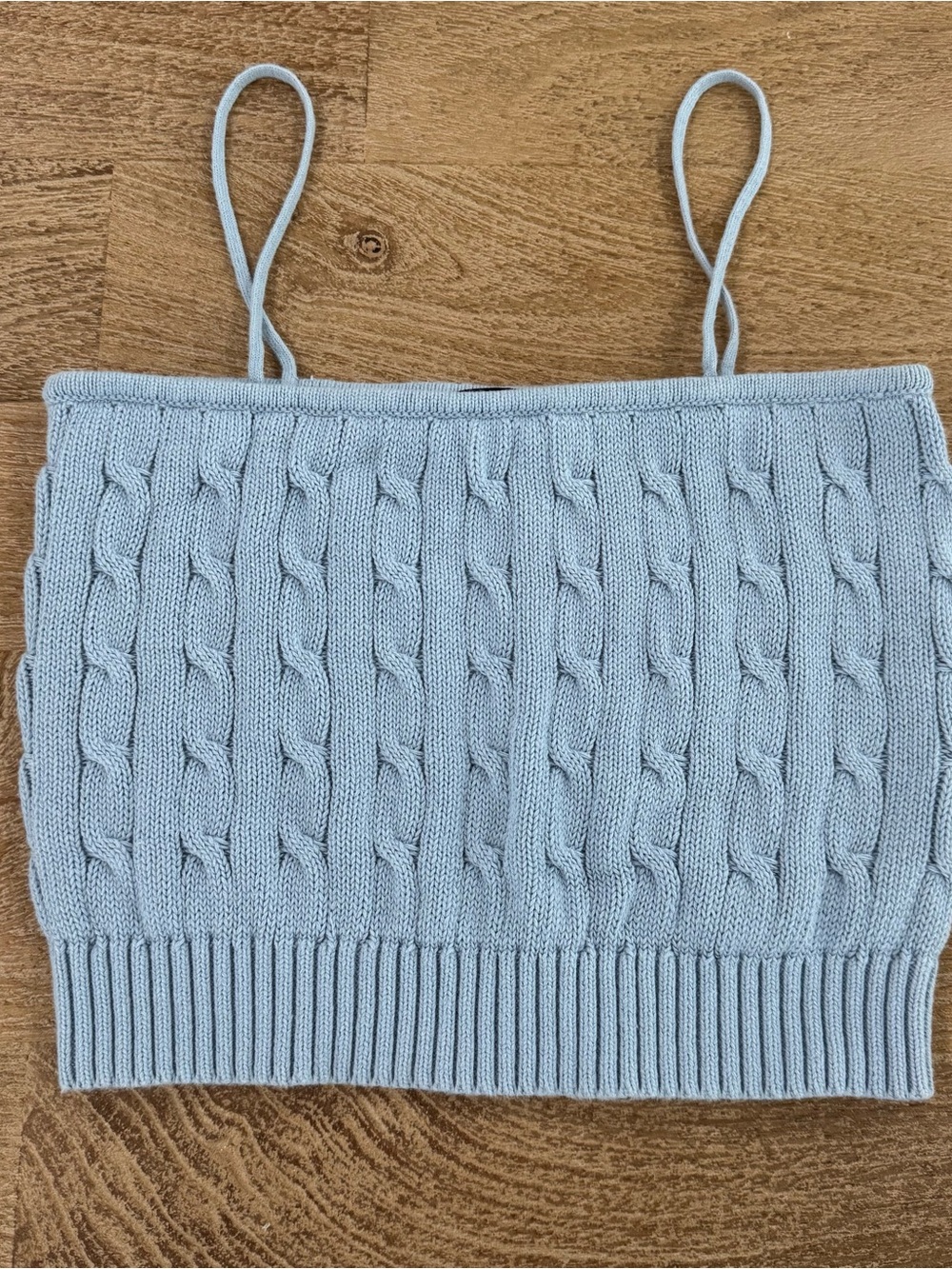 Brandy Melville Light Blue Cable-Knit Cropped Tank
